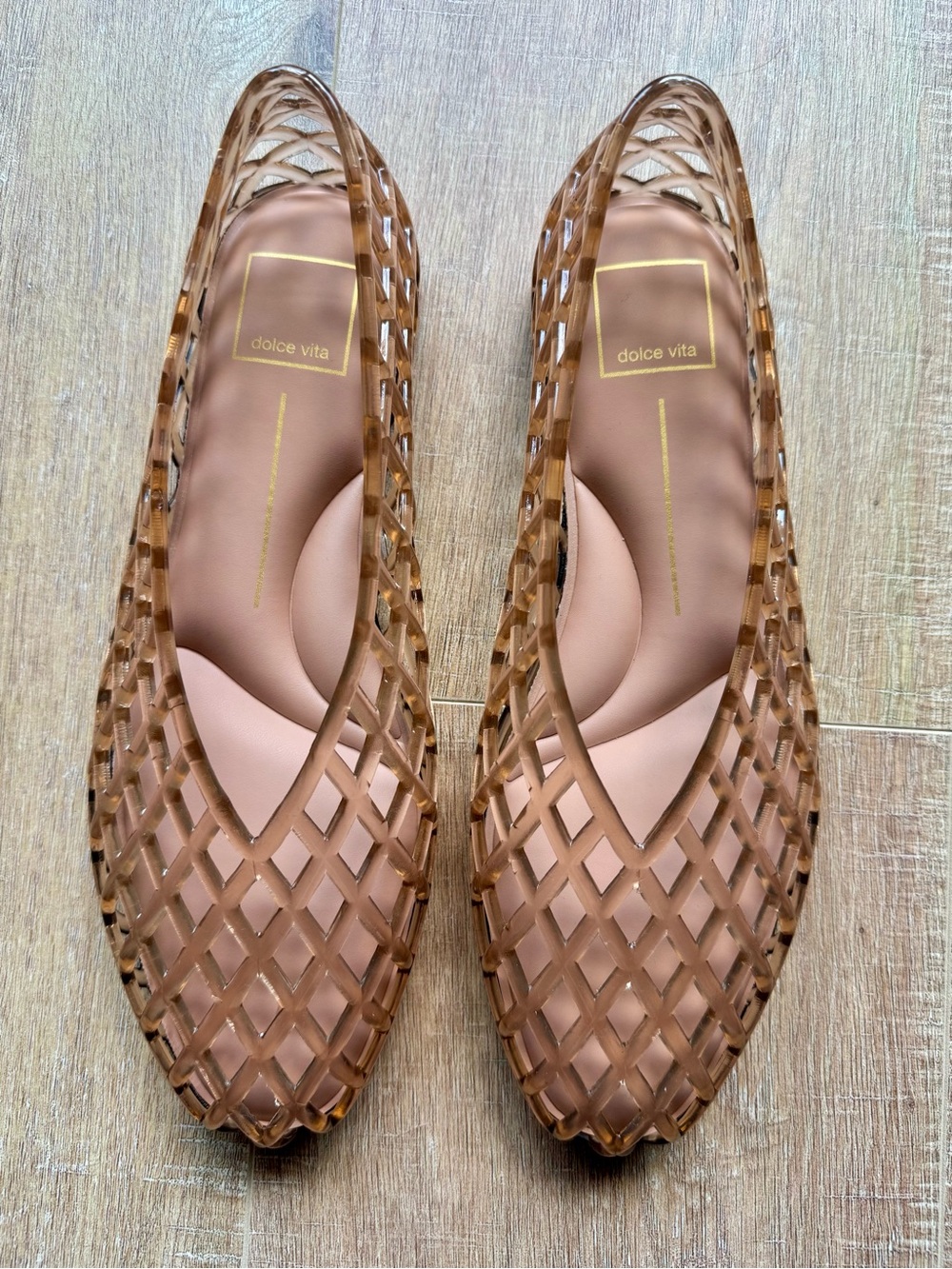 Dolce Vita Nude/Tan Lattice Jelly Flats - Picture 3 of 5